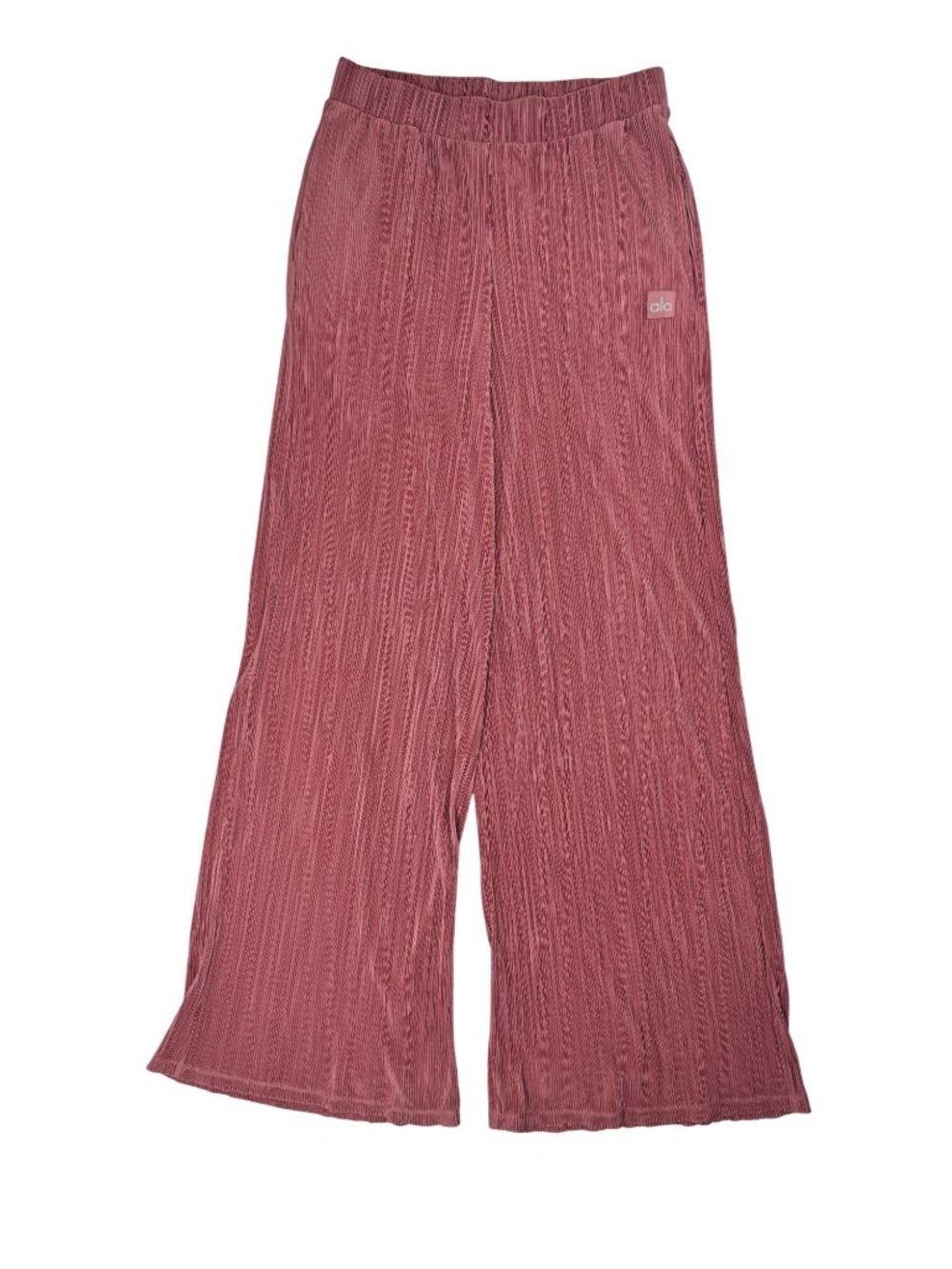 ALO Yoga Micro Plisse Straight Leg Pants in Burgundy Truffle